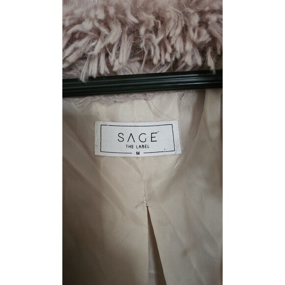 Anthropologie Sage Colorblocked Fringe Faux-Fur Multi-Color Coat Women's Size M. - Picture 3 of 11